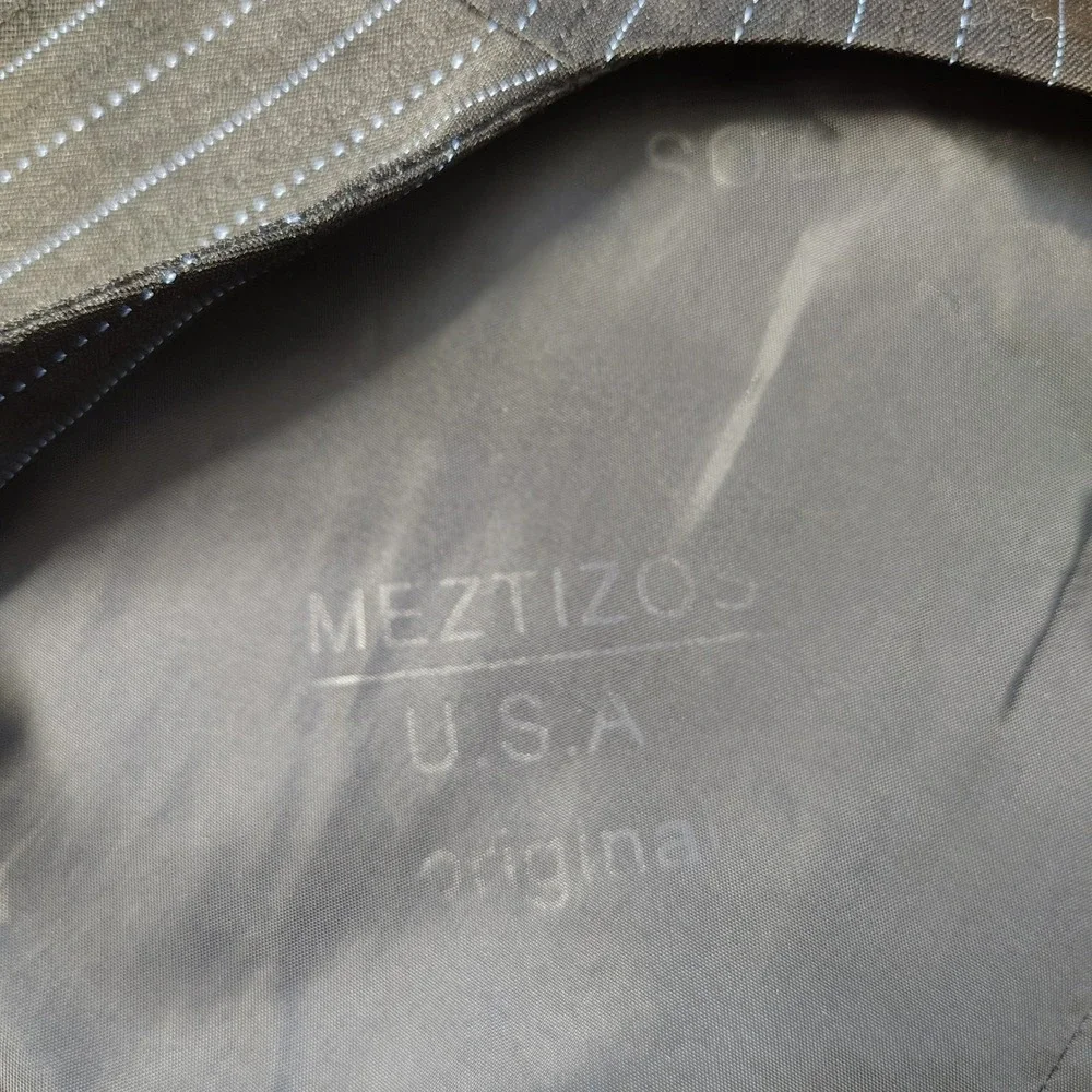 Meztizos USA Mens Pinstripe‎ Vest Black Blue Angel Wing Cross Embroidered XL